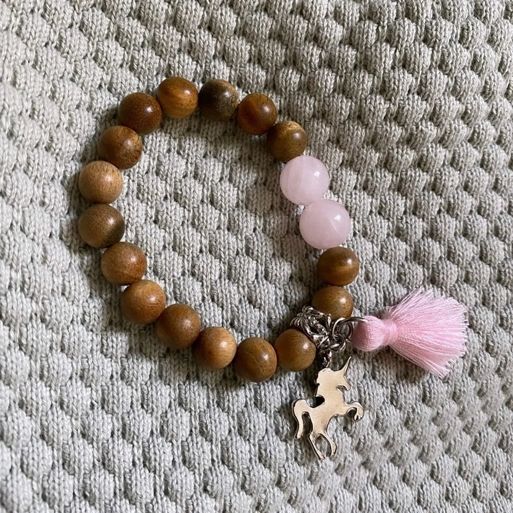 Rose Quartz and Unicorn Toddler Bracelet 3-6Y